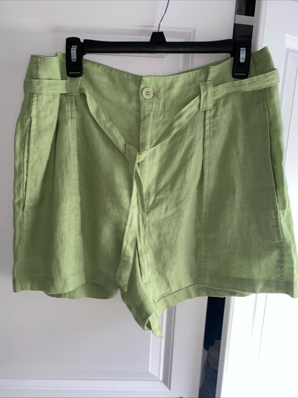 Madewell Linen Shorts Women's 8 Tie-Front Celery Green